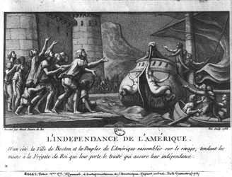 The American Independence, a French frigate bringing the treaty to Boston, engraved by Francois Denis Nee, 1786
